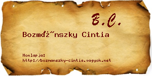 Bozmánszky Cintia névjegykártya